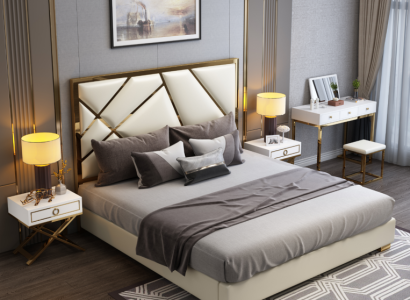 Bed Upholstery Design Luxury Double Hotel Beds Sleep Room 180x200cm